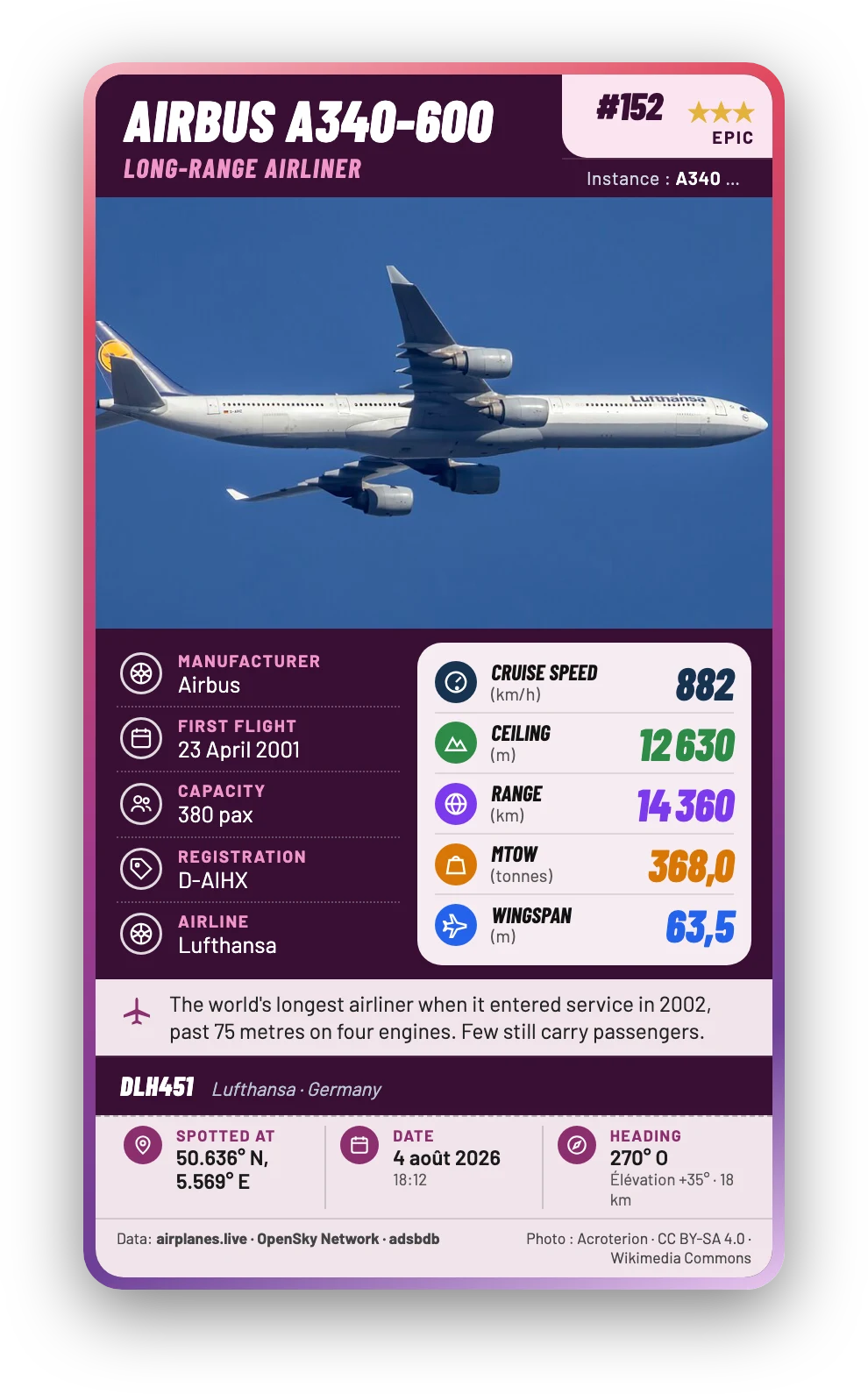 Carte Wingtip épique : Airbus A340-600